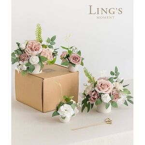 Ling's Moment Table Decorations Wedding Centerpiece Flower with Vase for Ceremon